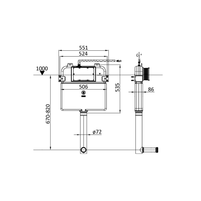 Standard Cistern for PTW1012 Gloss White