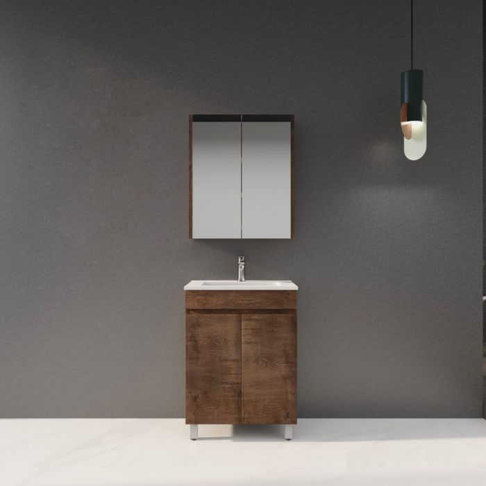 600L*850H*360DMM Dark Oak MDF Bathroom Vanity 2 Doors Free Standing