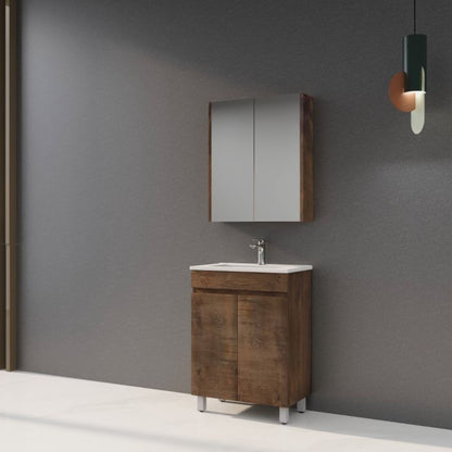 600L*850H*360DMM Dark Oak MDF Bathroom Vanity 2 Doors Free Standing