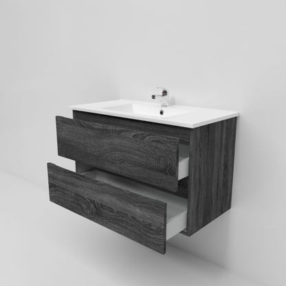 900L*520H*460DMM Dark grey MDF Bathroom Vanity 2 Drawers Wall Hung