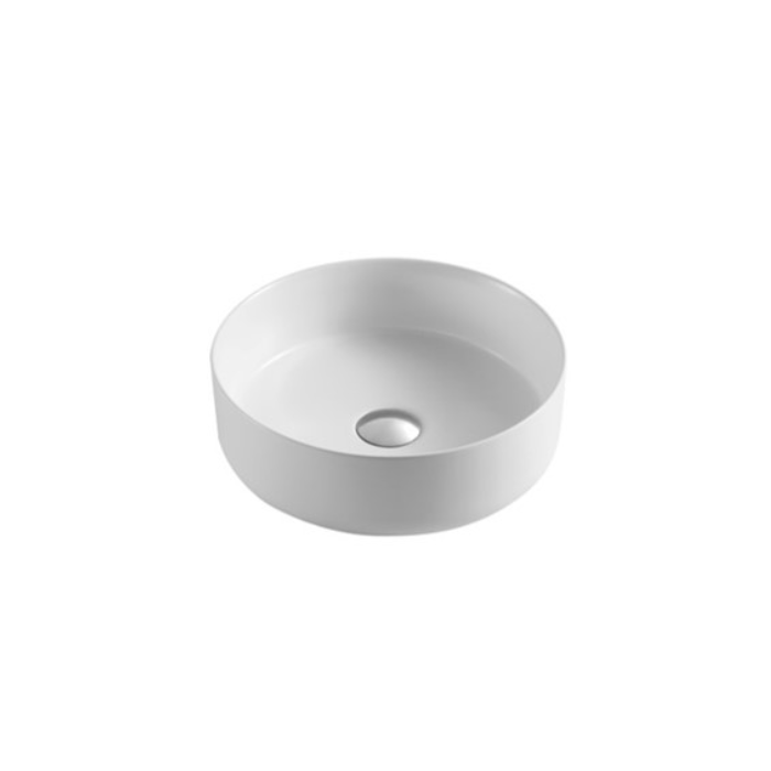 346*346*114mm Above Counter Basin Matte White Fine Ceramic Waste: 32mm Non Overflow