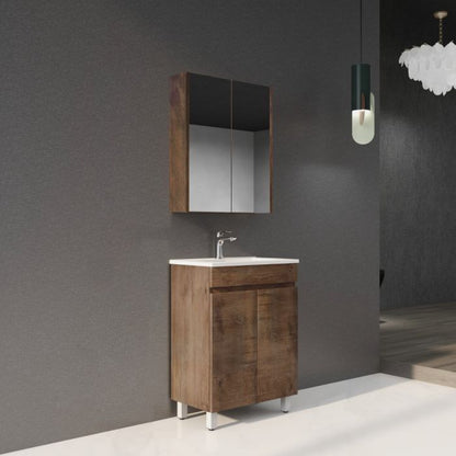 600L*850H*360DMM Dark Oak MDF Bathroom Vanity 2 Doors Free Standing