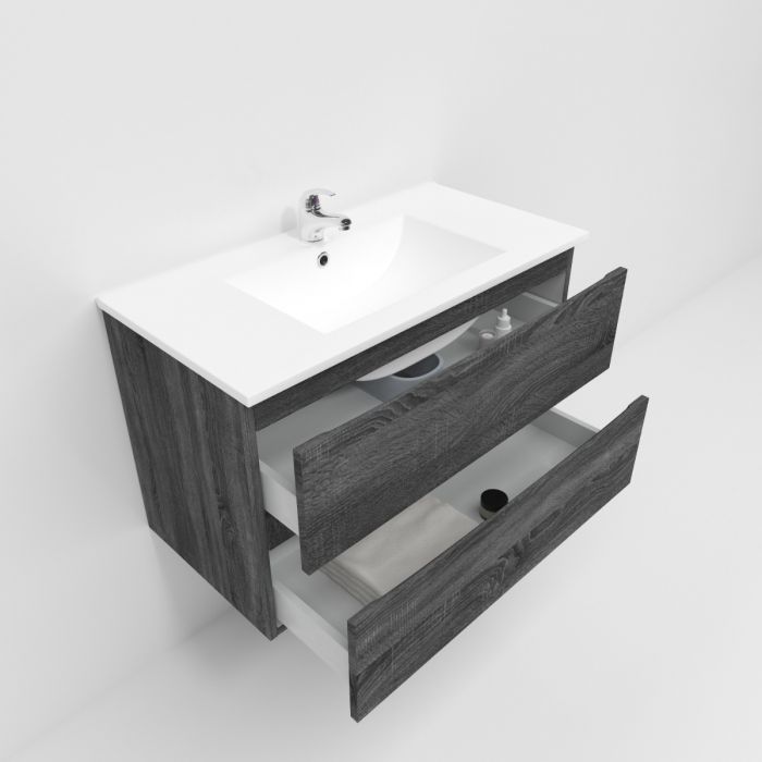 900L*520H*460DMM Dark grey MDF Bathroom Vanity 2 Drawers Wall Hung