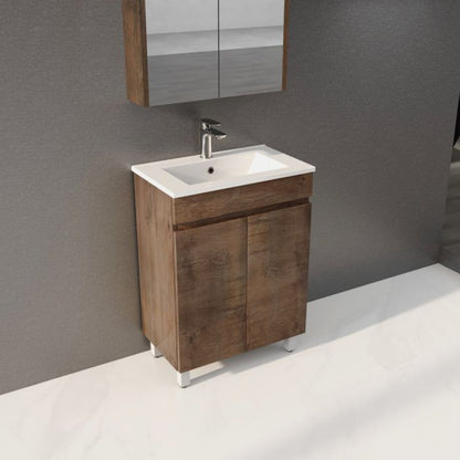 600L*850H*360DMM Dark Oak MDF Bathroom Vanity 2 Doors Free Standing