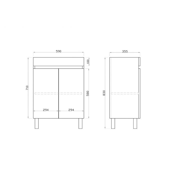 600L*850H*360DMM Dark Oak MDF Bathroom Vanity 2 Doors Free Standing