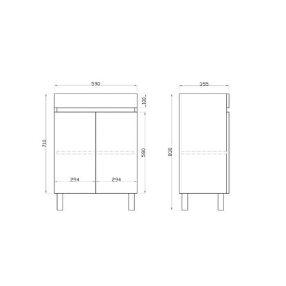 600L*850H*360DMM Dark Oak MDF Bathroom Vanity 2 Doors Free Standing
