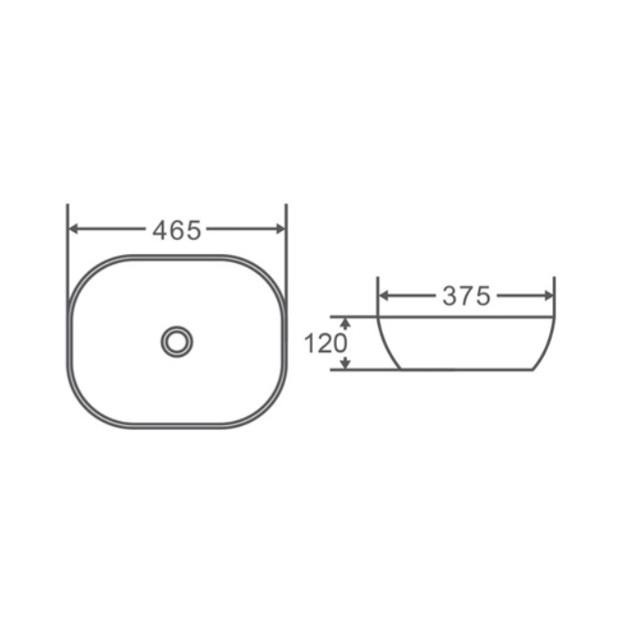 465*375*120mm Above Counter Basin Waste: 32mm Non Overflow