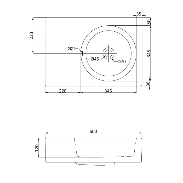 Ikon Art 600 Round Bowl Shelf Basin