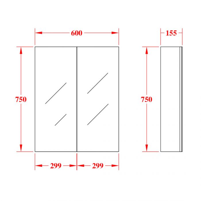 Evie 600L*750H*155Dmm Oak Bathroom Shaving Cabinet Mirror Medicine Cabinet 2 Doors