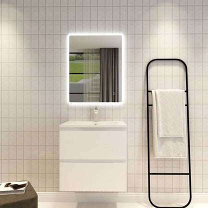 600x750mm Curved Rim Rectangle 3 Color Frontlit LED Mirror(Touch Sensor Switch)