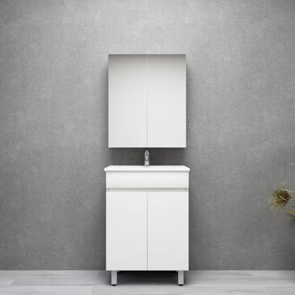 600L*850H*360DMM Gloss White MDF Bathroom Vanity  2 Doors Free Standing