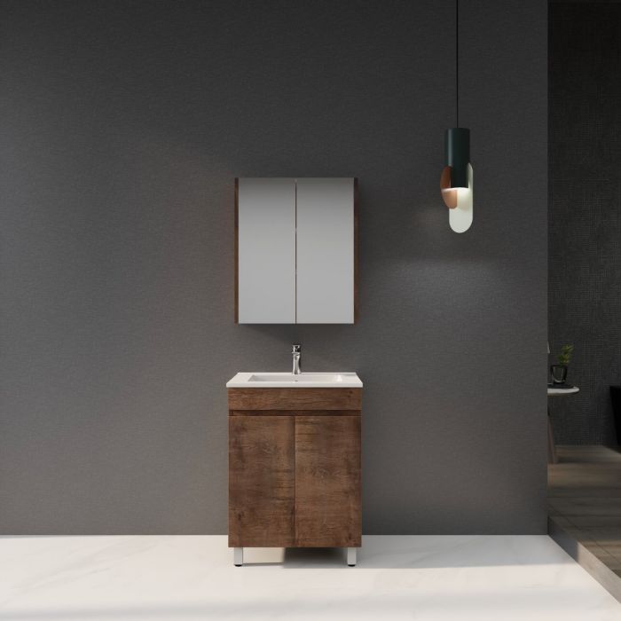 600L*850H*460DMM Dark Oak MDF Bathroom Vanity 2 Doors Free Standing