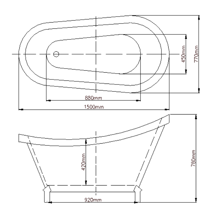 1500*770*780mm Free Standing Bathtub Included