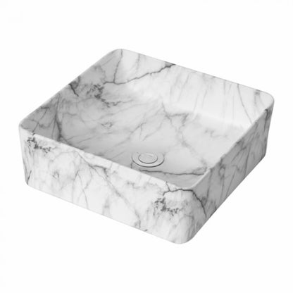 360*360*130mm Above Counter Basin Matte White Carrara Waste: 32mm Non Overflow Suit for pre cut stone top