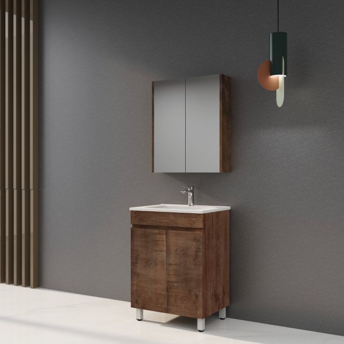 600L*850H*460DMM Dark Oak MDF Bathroom Vanity 2 Doors Free Standing