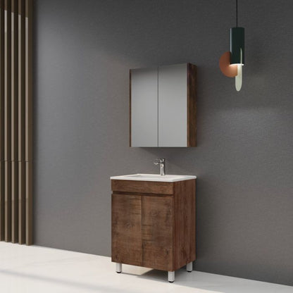 600L*850H*460DMM Dark Oak MDF Bathroom Vanity 2 Doors Free Standing