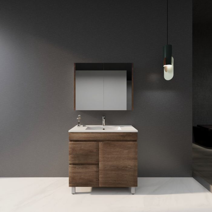 900L*850H*460DMM Dark Oak MDF Bathroom Vanity Free Standing