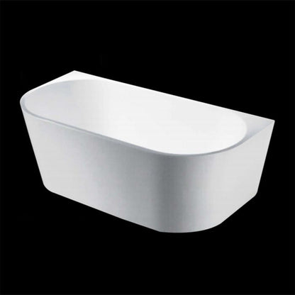 1500MM Back To Wall Bathtub Gloss White Acrylic Rounded Edge