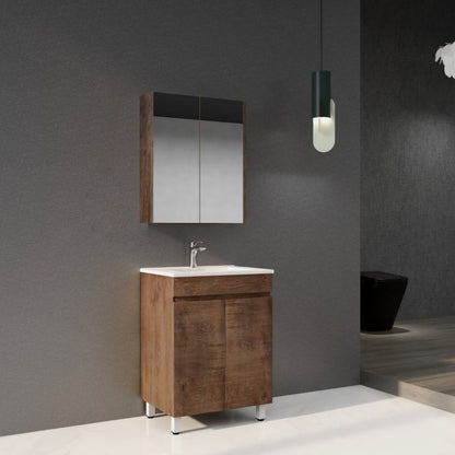 600L*850H*460DMM Dark Oak MDF Bathroom Vanity 2 Doors Free Standing