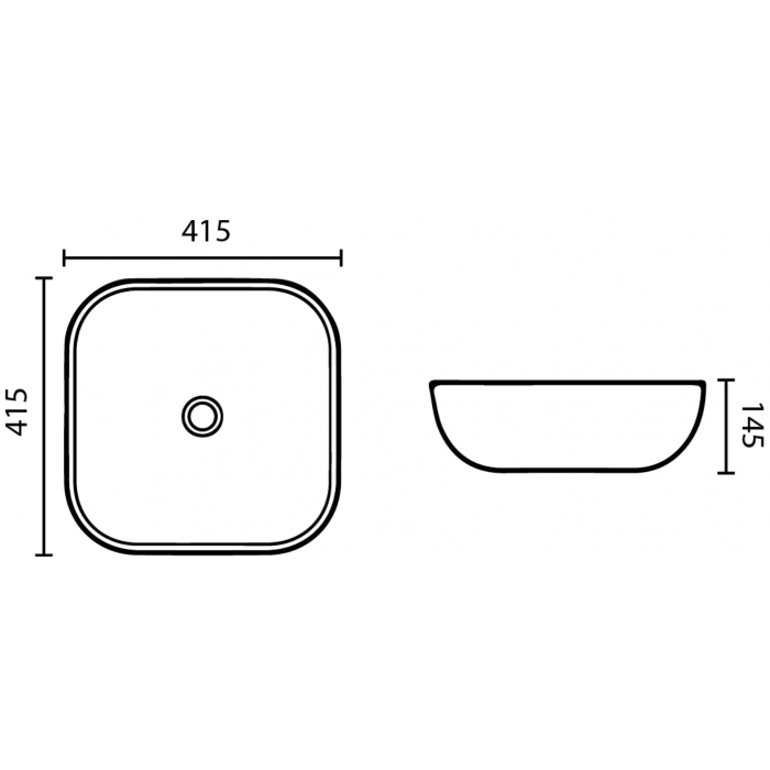 420*420*140mm Above Counter Basin Waste: 32mm Non Overflow