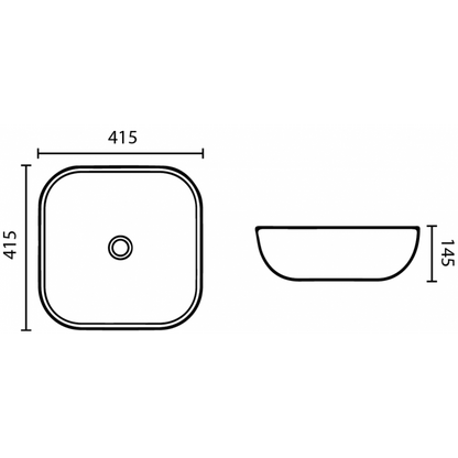 420*420*140mm Above Counter Basin Waste: 32mm Non Overflow