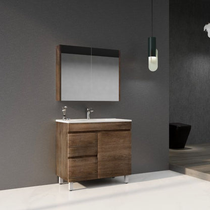 900L*850H*460DMM Dark Oak MDF Bathroom Vanity Free Standing