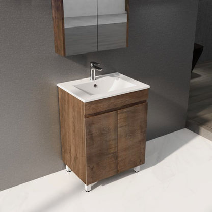 600L*850H*460DMM Dark Oak MDF Bathroom Vanity 2 Doors Free Standing