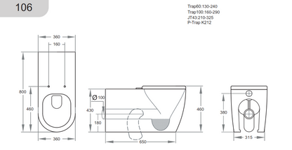 KDK106 Asta Care Wall Faced Floor Pan