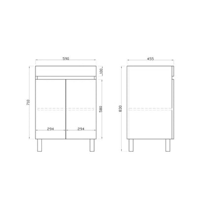 600L*850H*460DMM Dark Oak MDF Bathroom Vanity 2 Doors Free Standing