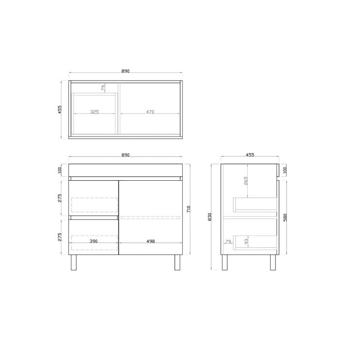 900L*850H*460DMM Dark Oak MDF Bathroom Vanity Free Standing