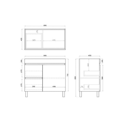 900L*850H*460DMM Dark Oak MDF Bathroom Vanity Free Standing