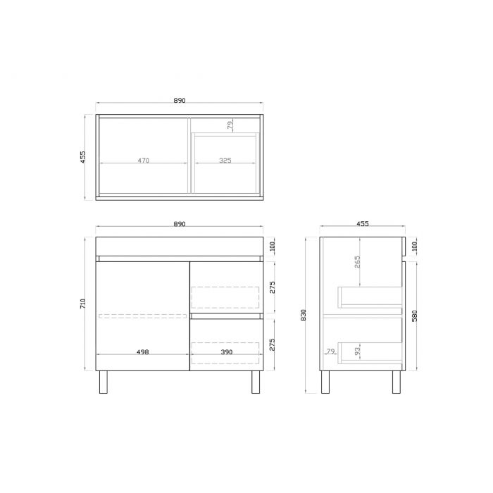 900L*850H*460DMM Dark Oak MDF Bathroom Vanity Free Standing