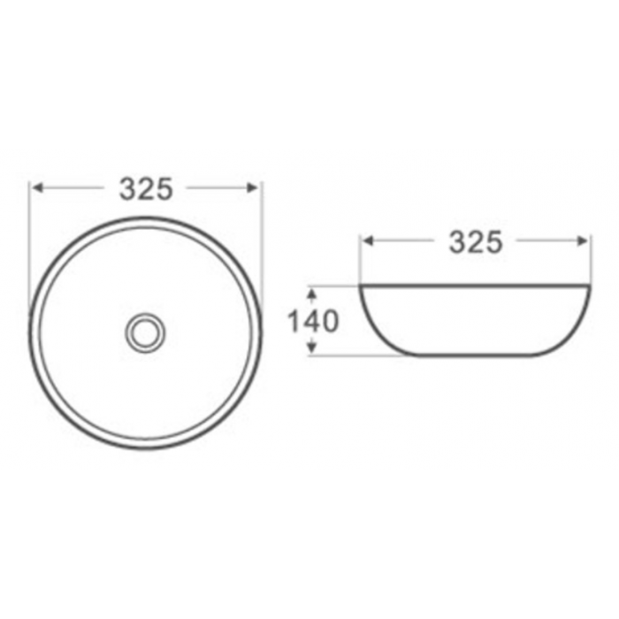 325*325*140mm Above Counter Basin Waste: 32mm Non Overflow