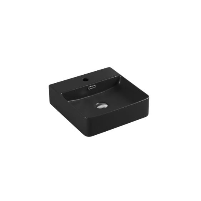 420*420*120mm Above Counter Basin Matte black Fine Ceramic Waste: 32mm Overflow