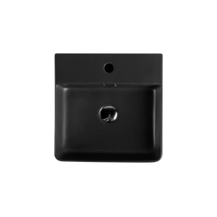 420*420*120mm Above Counter Basin Matte black Fine Ceramic Waste: 32mm Overflow