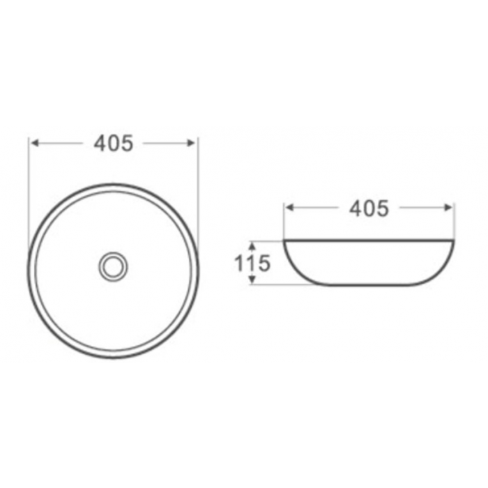 405*405*115mm Above Counter Basin Waste: 32mm Non Overflow