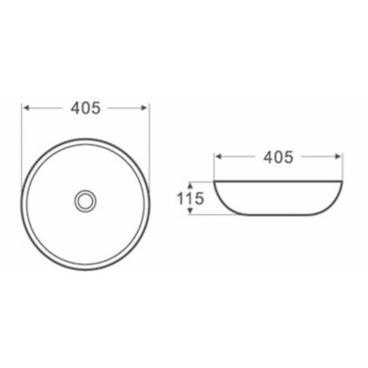 405*405*115mm Above Counter Basin Waste: 32mm Non Overflow