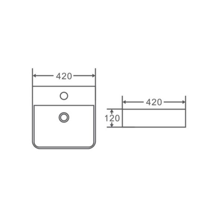 420*420*120mm Above Counter Basin Matte black Fine Ceramic Waste: 32mm Overflow