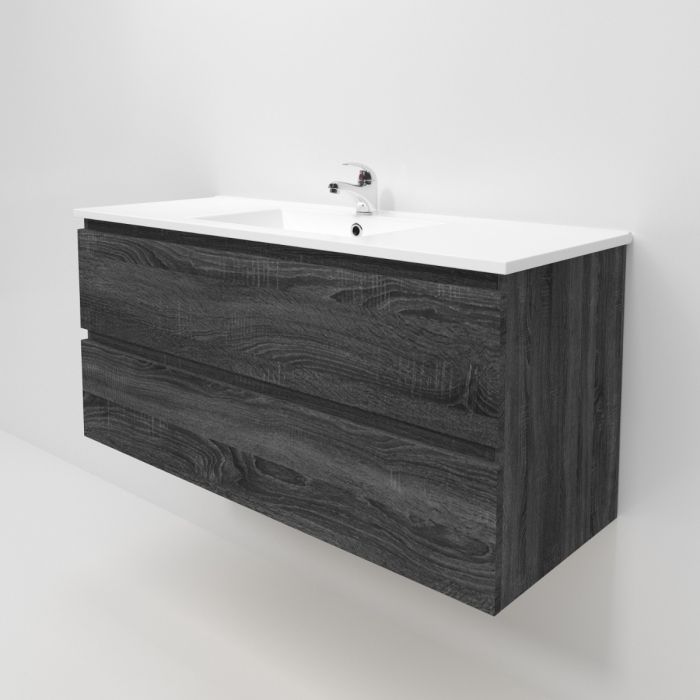 1200L*520H*460DMM Dark grey MDF Bathroom Vanity 2 Drawers Wall Hung