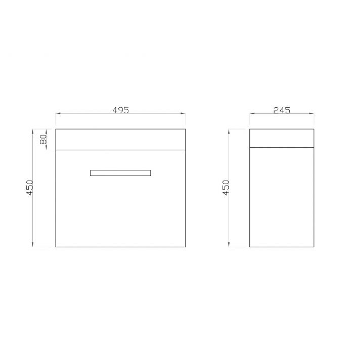 500L*520H*250DMM Matte White MDF Bathroom Vanity Single Door Wall Hung