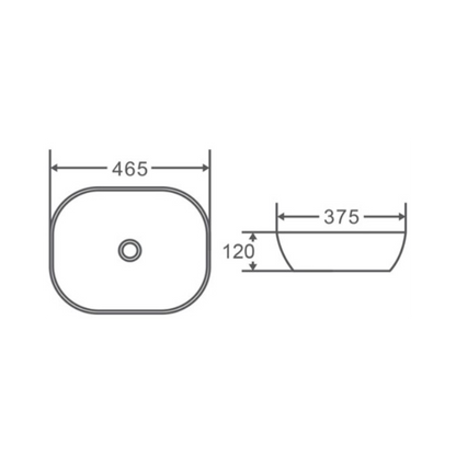 460*375*120mm Above Counter Basin Waste: 32mm Non Overflow