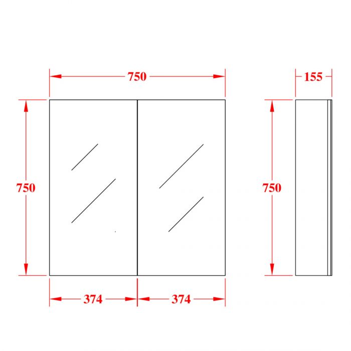 Evie 750L*750H*155Dmm Oak Bathroom Shaving Cabinet Mirror Medicine Cabinet 2 Doors