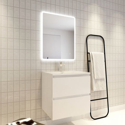 600x750mm Curved Rim Rectangle 3 Color Frontlit LED Mirror(Touch Sensor Switch)