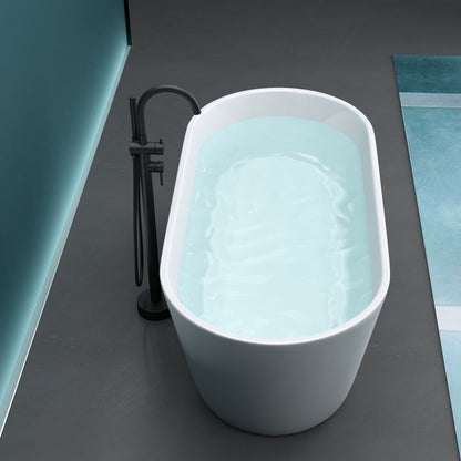 1500mm Oval Gloss White Acrylic Free Standing Bathtub No Overflow