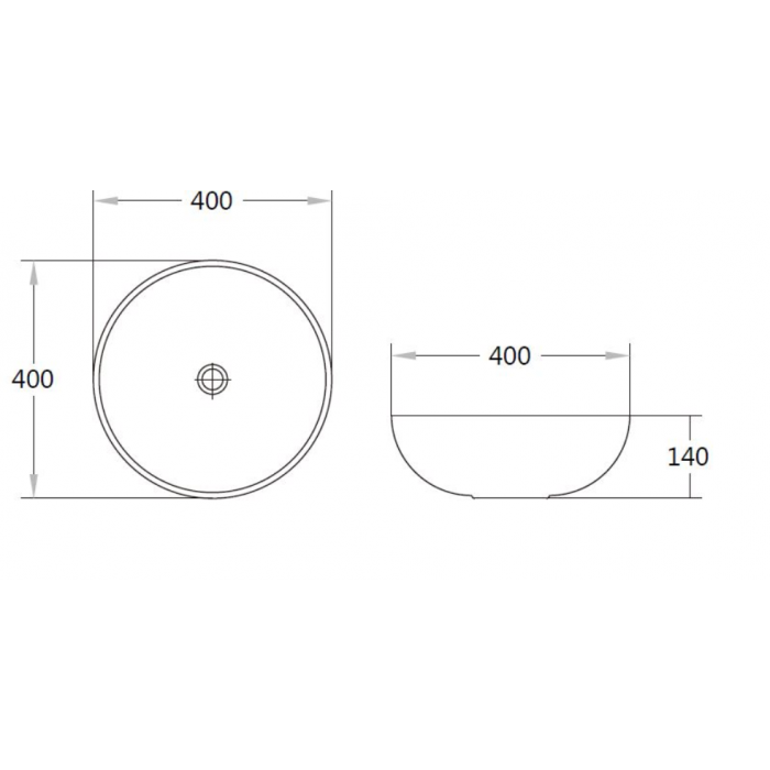 400*400*140mm Above Counter Basin Matte grey Fine Ceramic Waste: 32mm Non Overflow