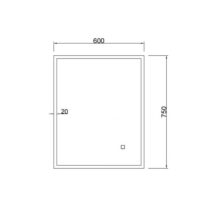 600x750mm Square Rim Rectangle 3 Color Frontlit LED Mirror(Touch Sensor Switch)