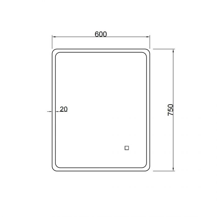 600x750mm Curved Rim Rectangle 3 Color Frontlit LED Mirror(Touch Sensor Switch)