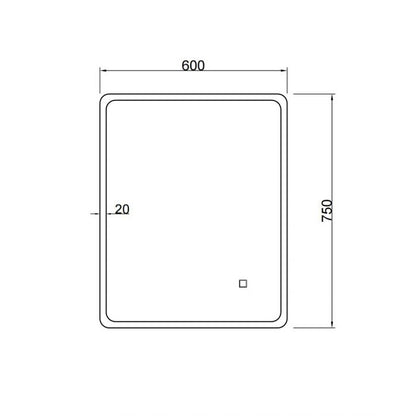 600x750mm Curved Rim Rectangle 3 Color Frontlit LED Mirror(Touch Sensor Switch)