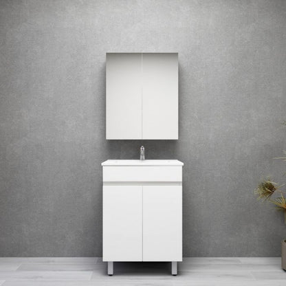 600L*850H*460DMM Gloss White MDF Bathroom  Vanity 2 Doors Free Standing