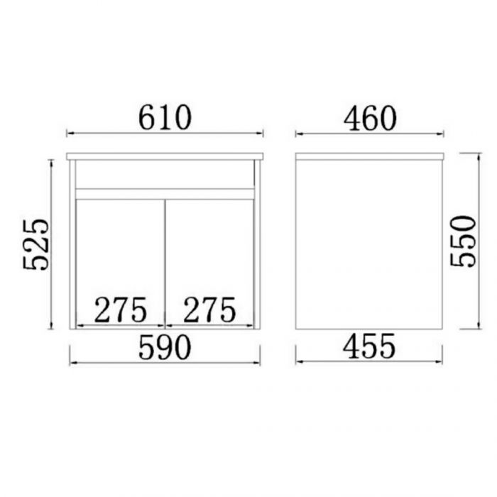 600*460*525mm Polywood Concrete Grey Wall Hung Bathroom Vanity (Cabinet Only)